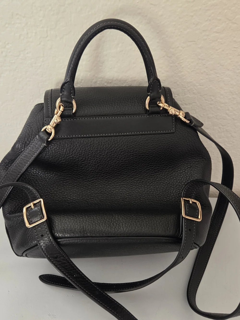 Coach Black Pebbled Leather Hadley Backpack with Gold Hardware